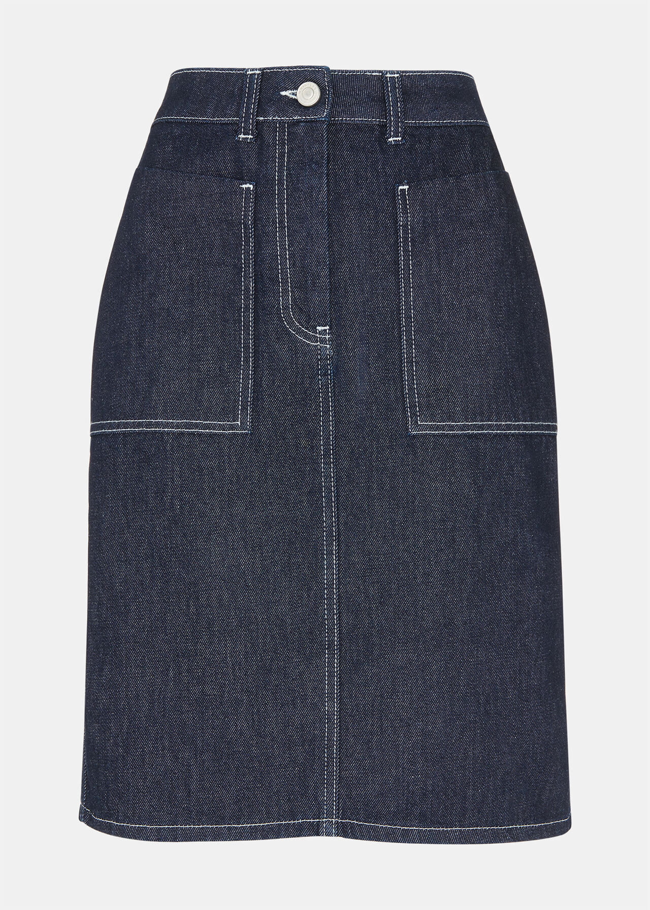 Contrast Stitch Midi Skirt