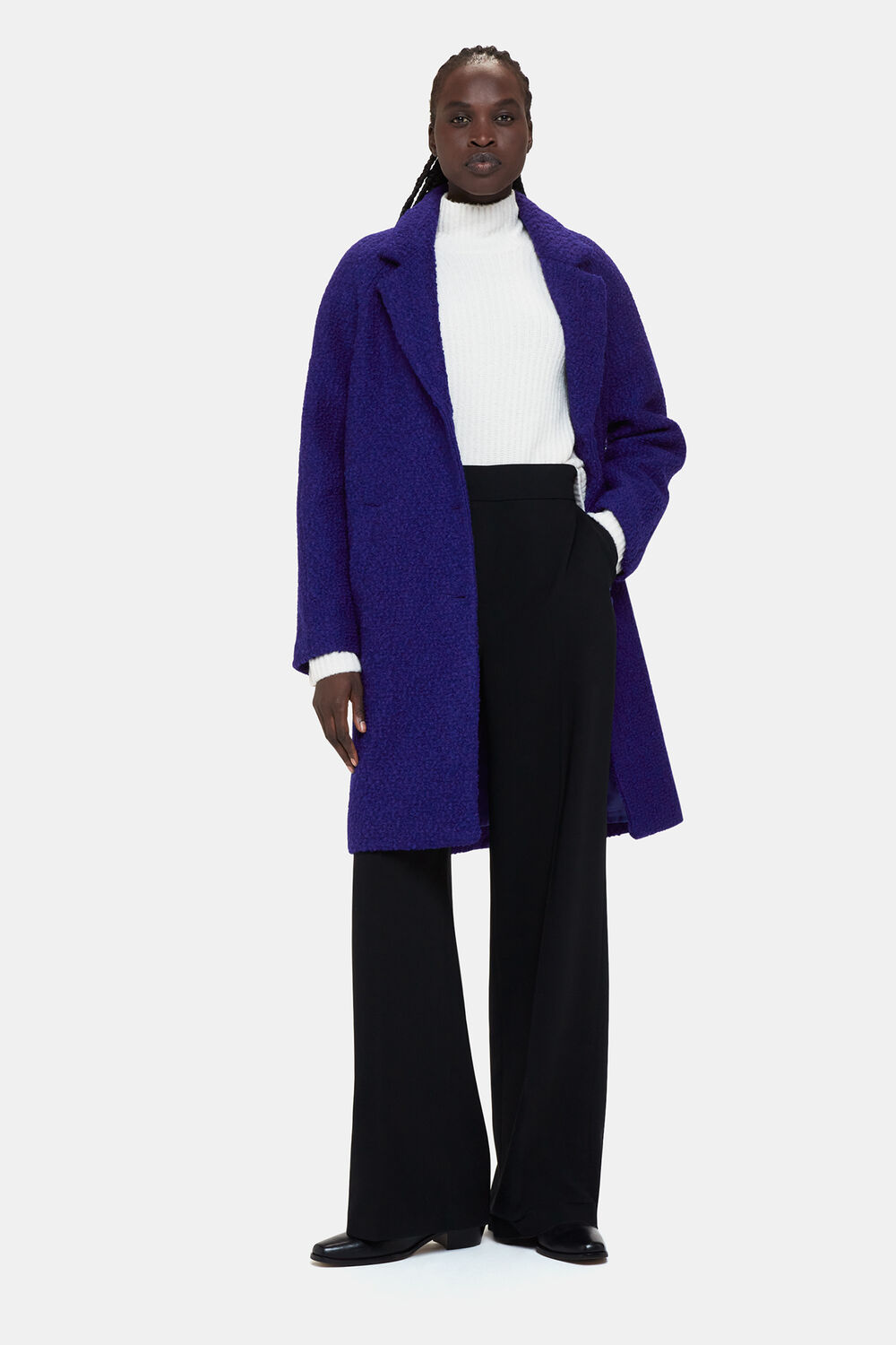 Blue Anita Wool Boucle Coat