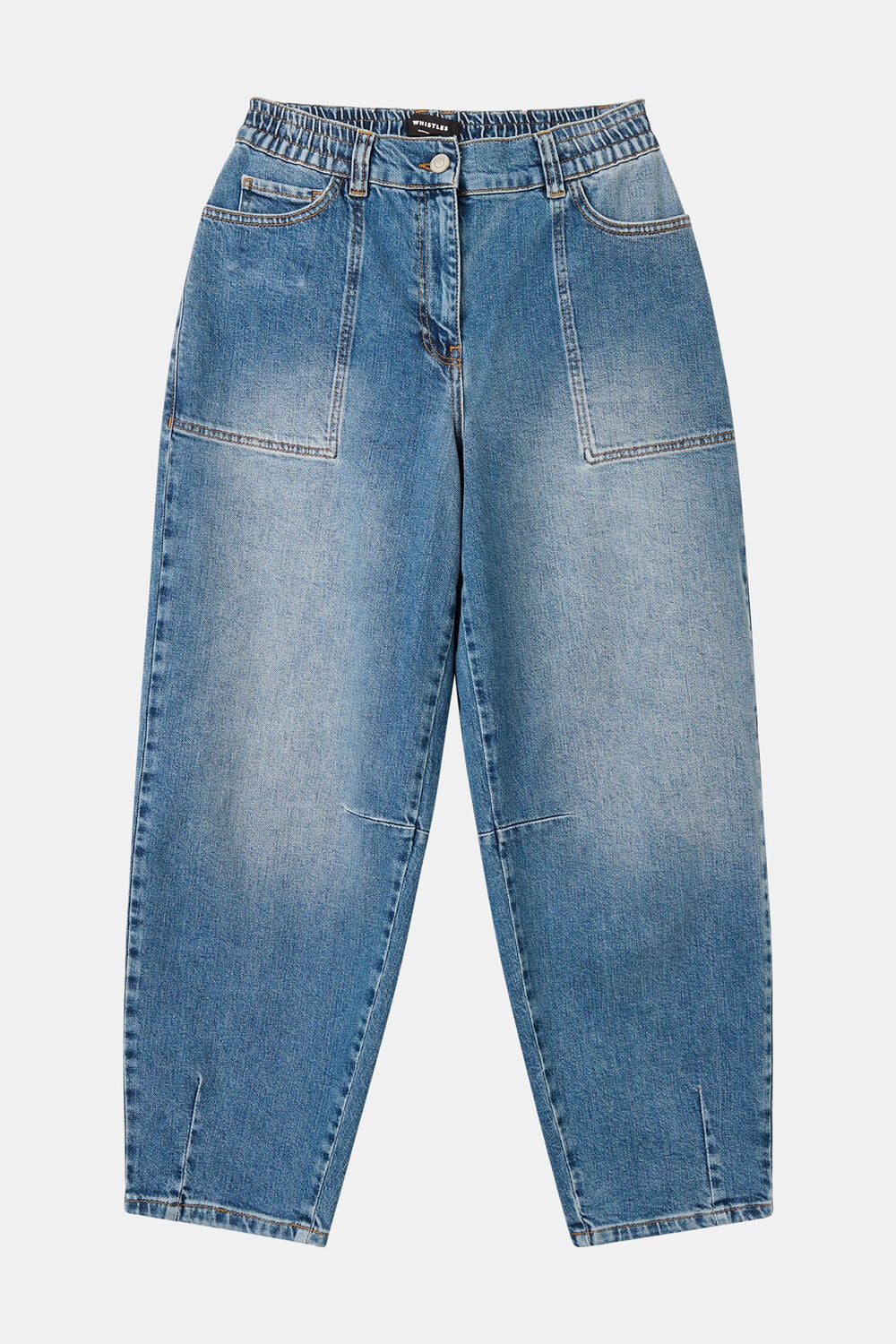 Denim Elasticated Waist Barrel Jean