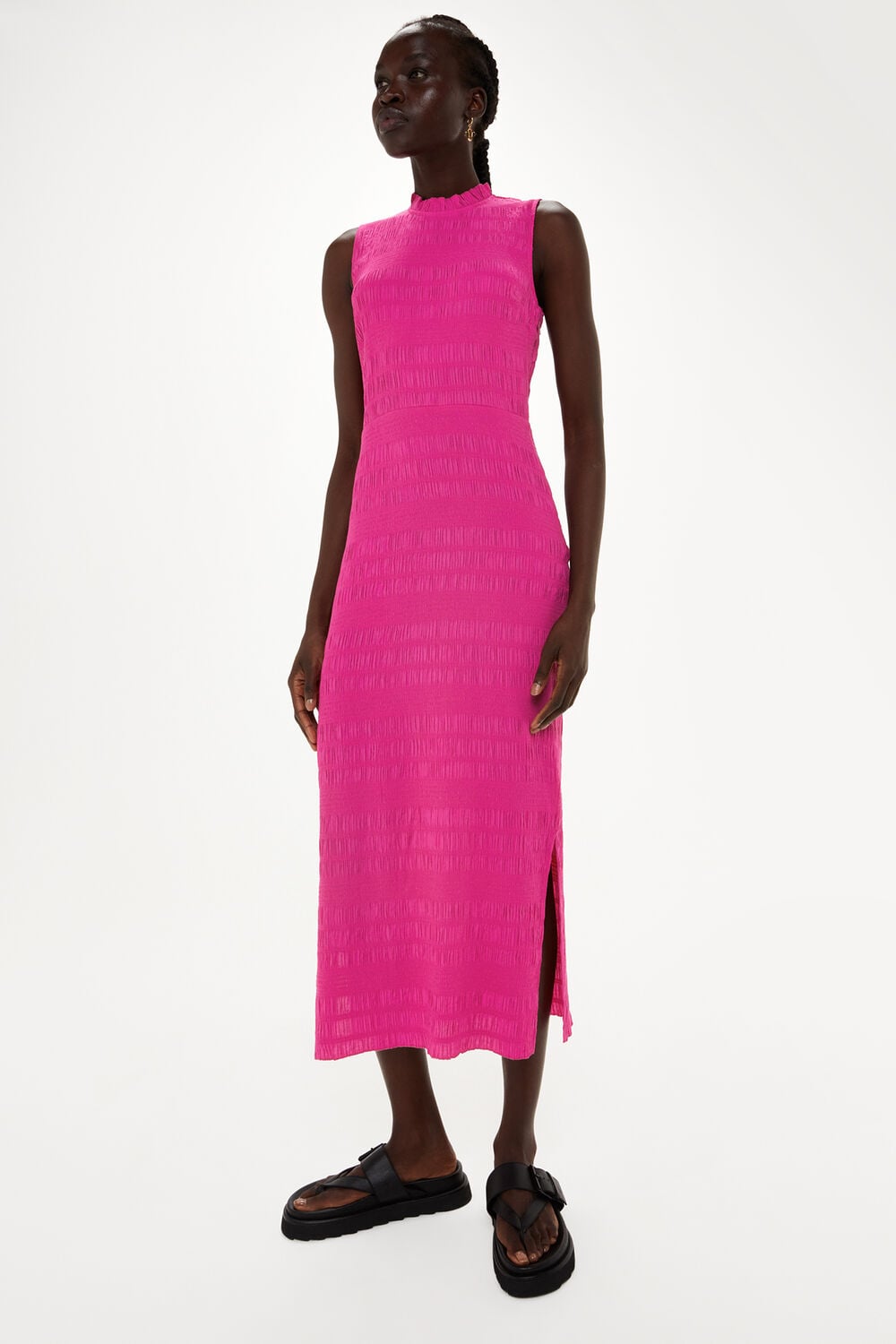 Maya Plisse Midi Dress