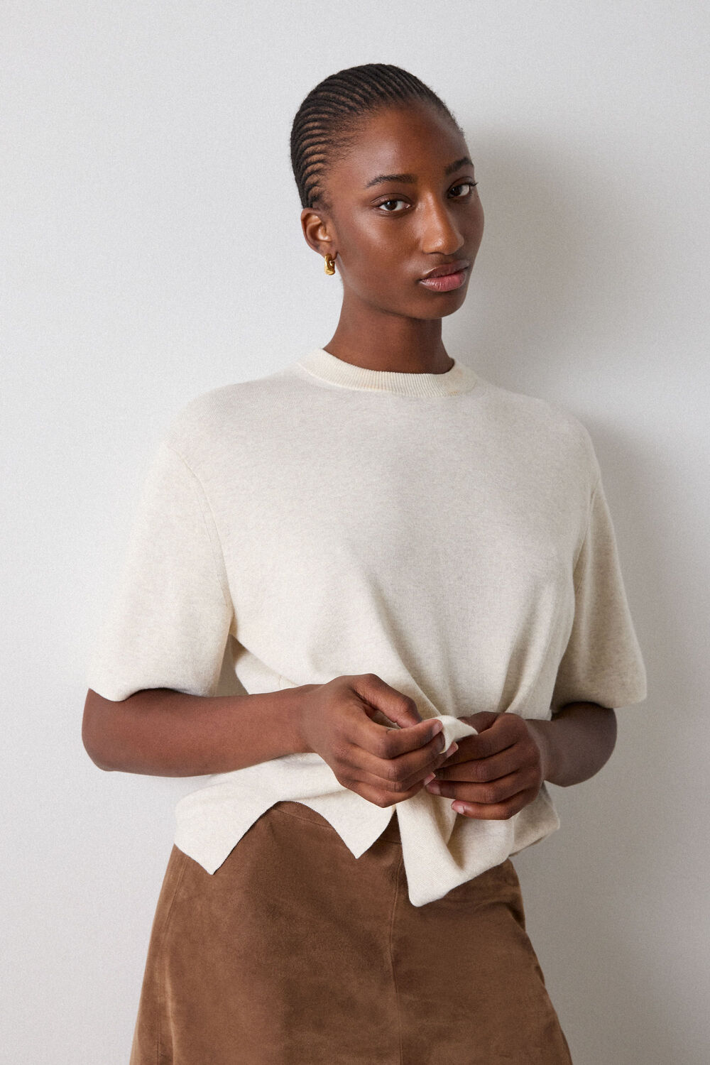 Oatmeal Fine Knit T-Shirt