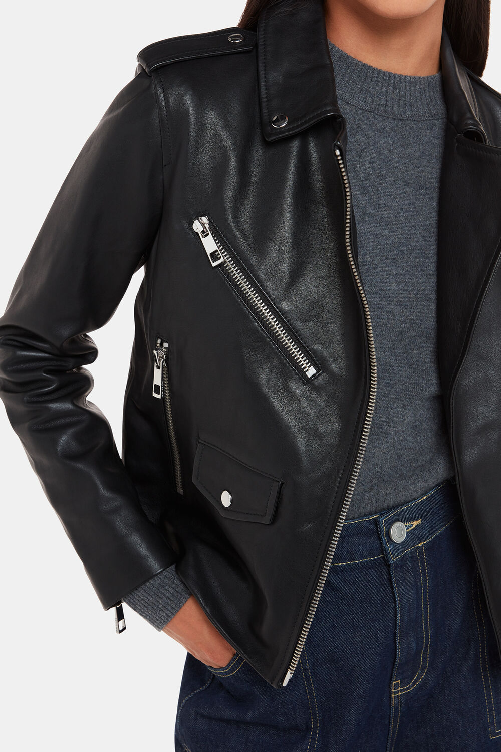 Agnes Pocket Leather Jacket