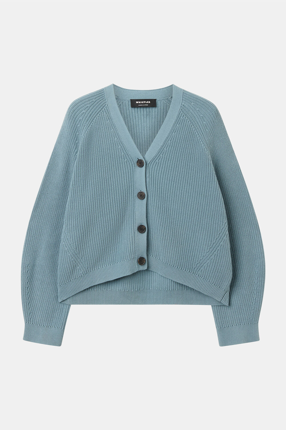 Blue V Neck Cotton Cardigan