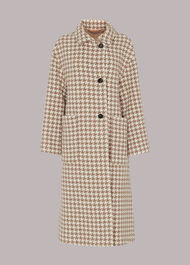 Dogstooth Funnel Neck Coat