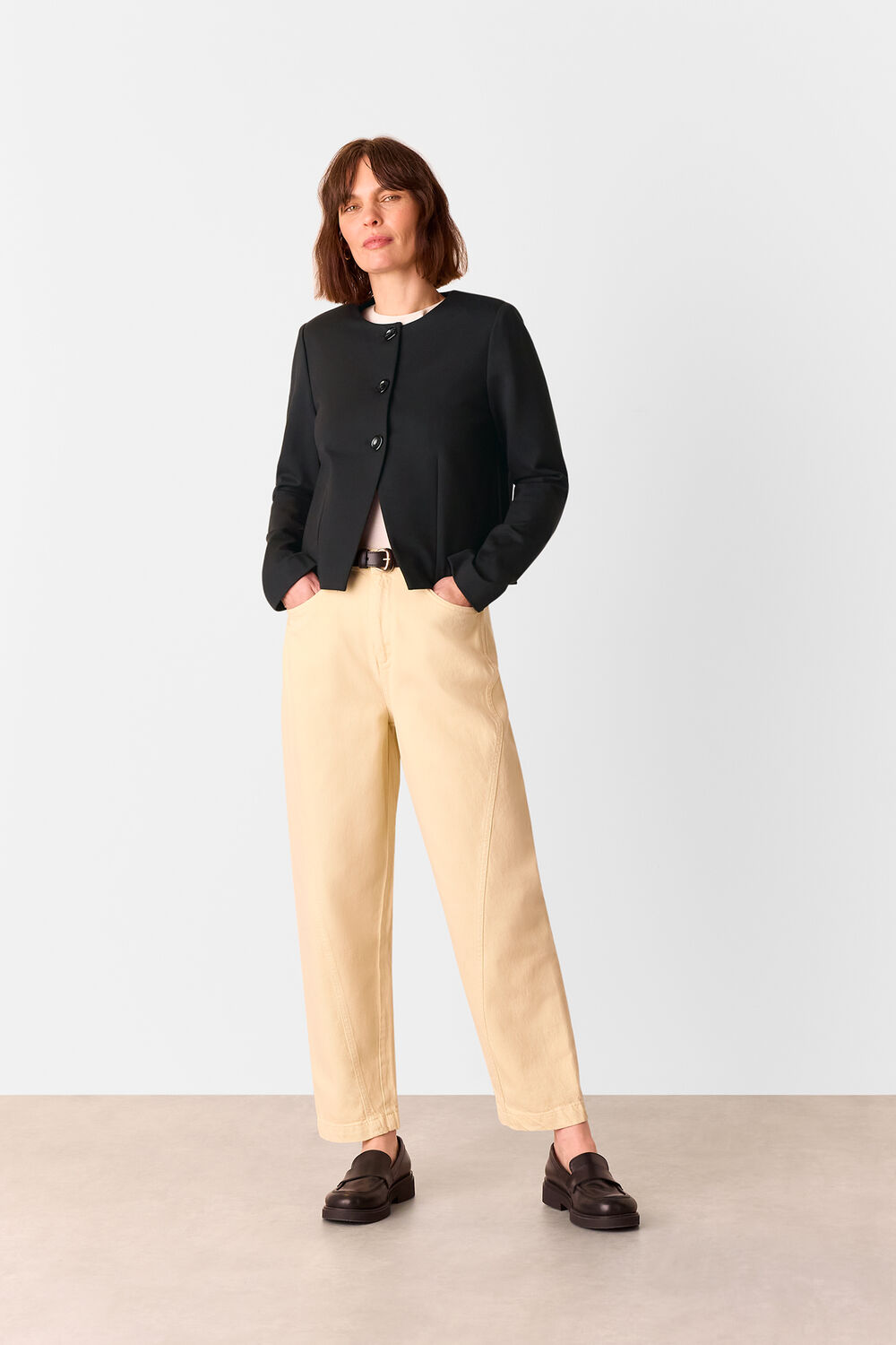 Black Anne Ponte Button Jacket