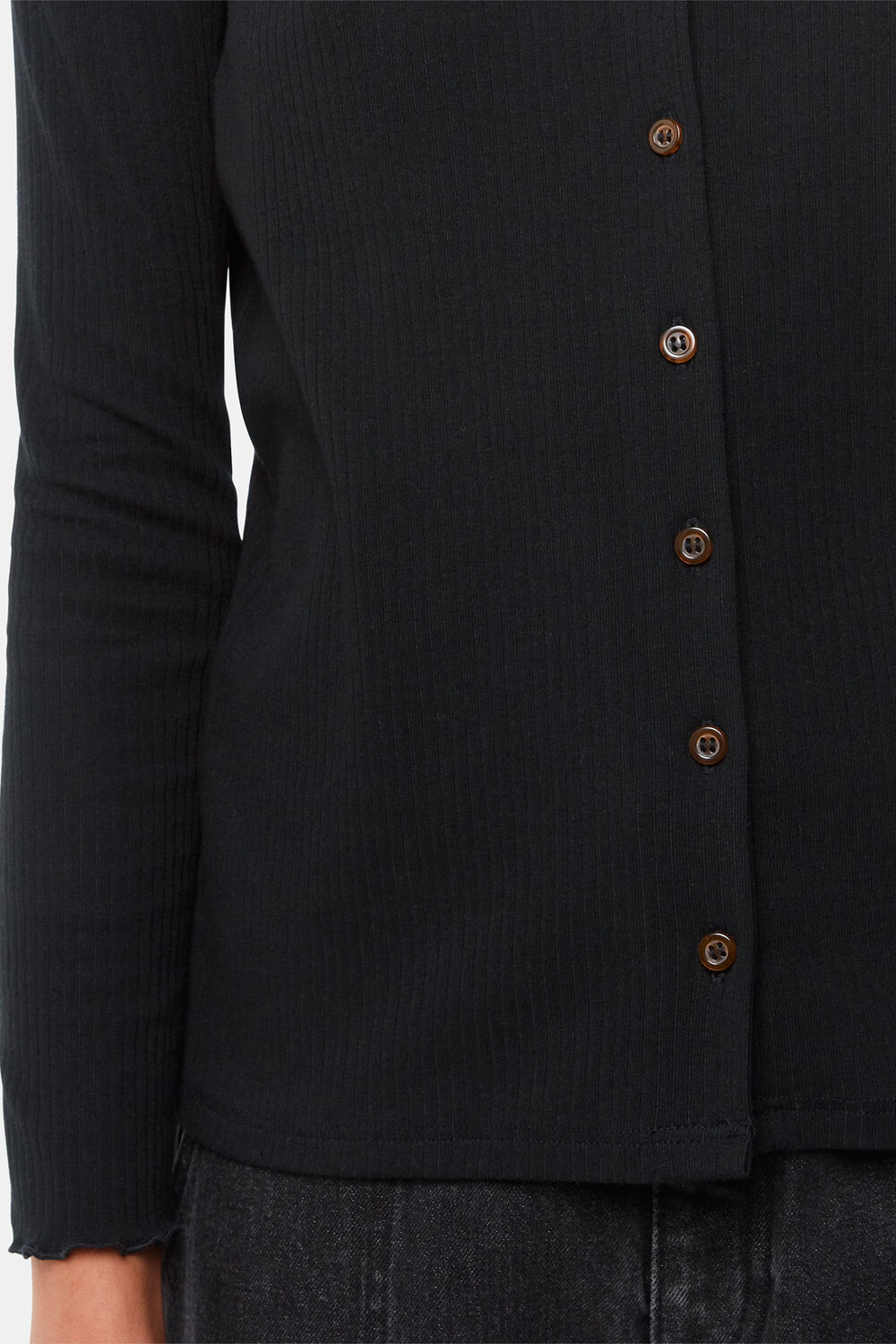 Ribbed Jersey Button Top