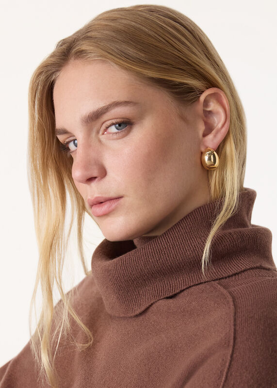 Gold Chunky Curved Stud Earring