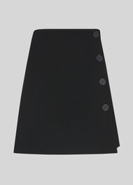 Button Detail Crepe Skirt Black