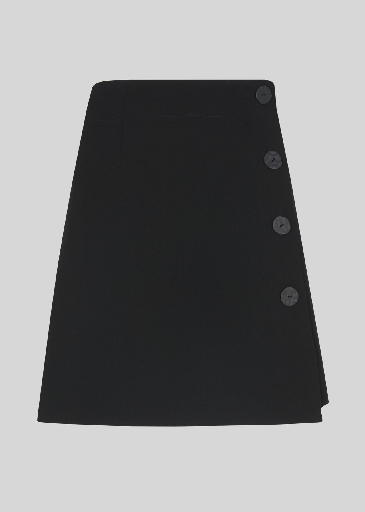 Button Detail Crepe Skirt Black
