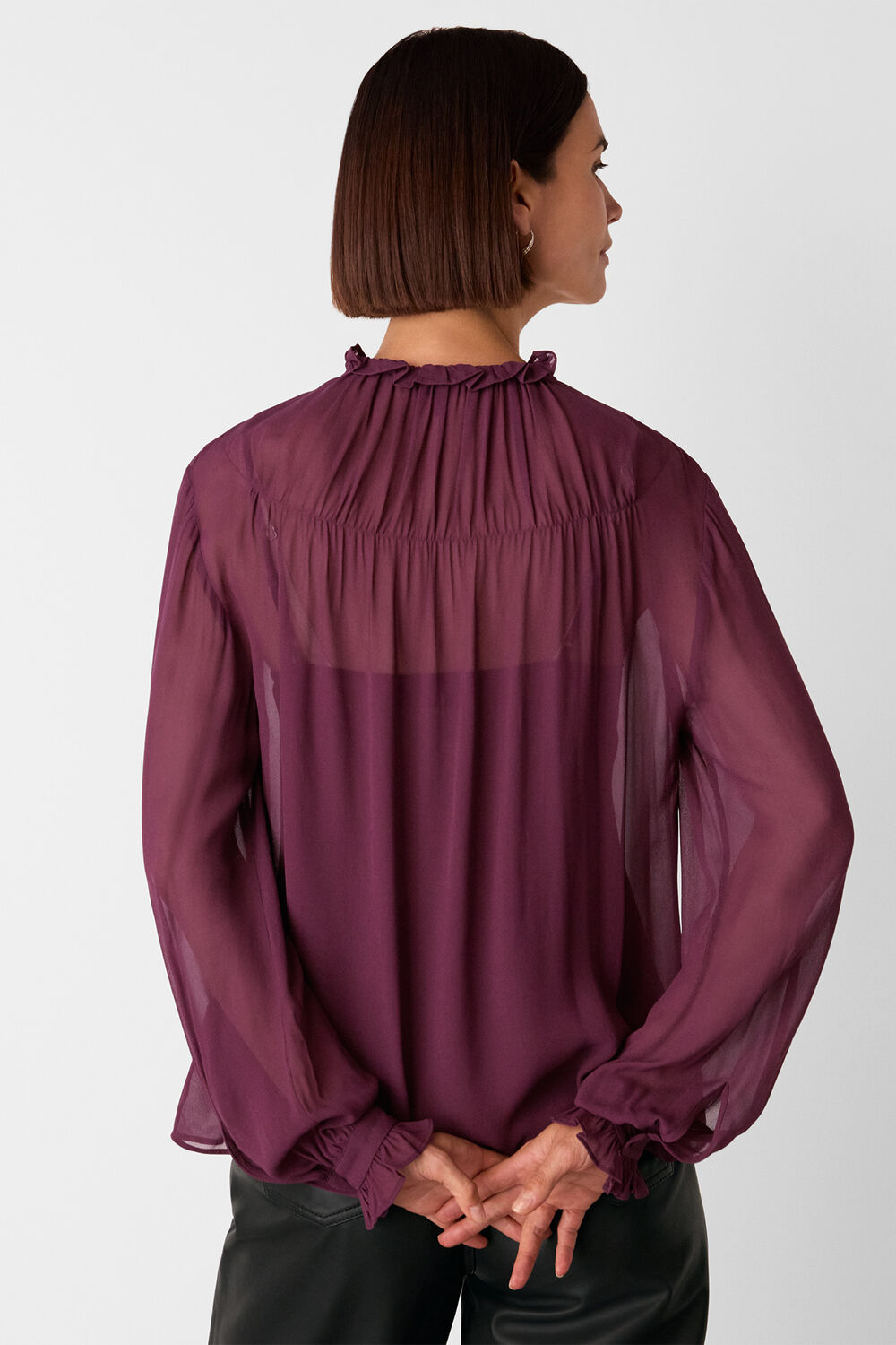 Tie Neck Detail Sheer Blouse