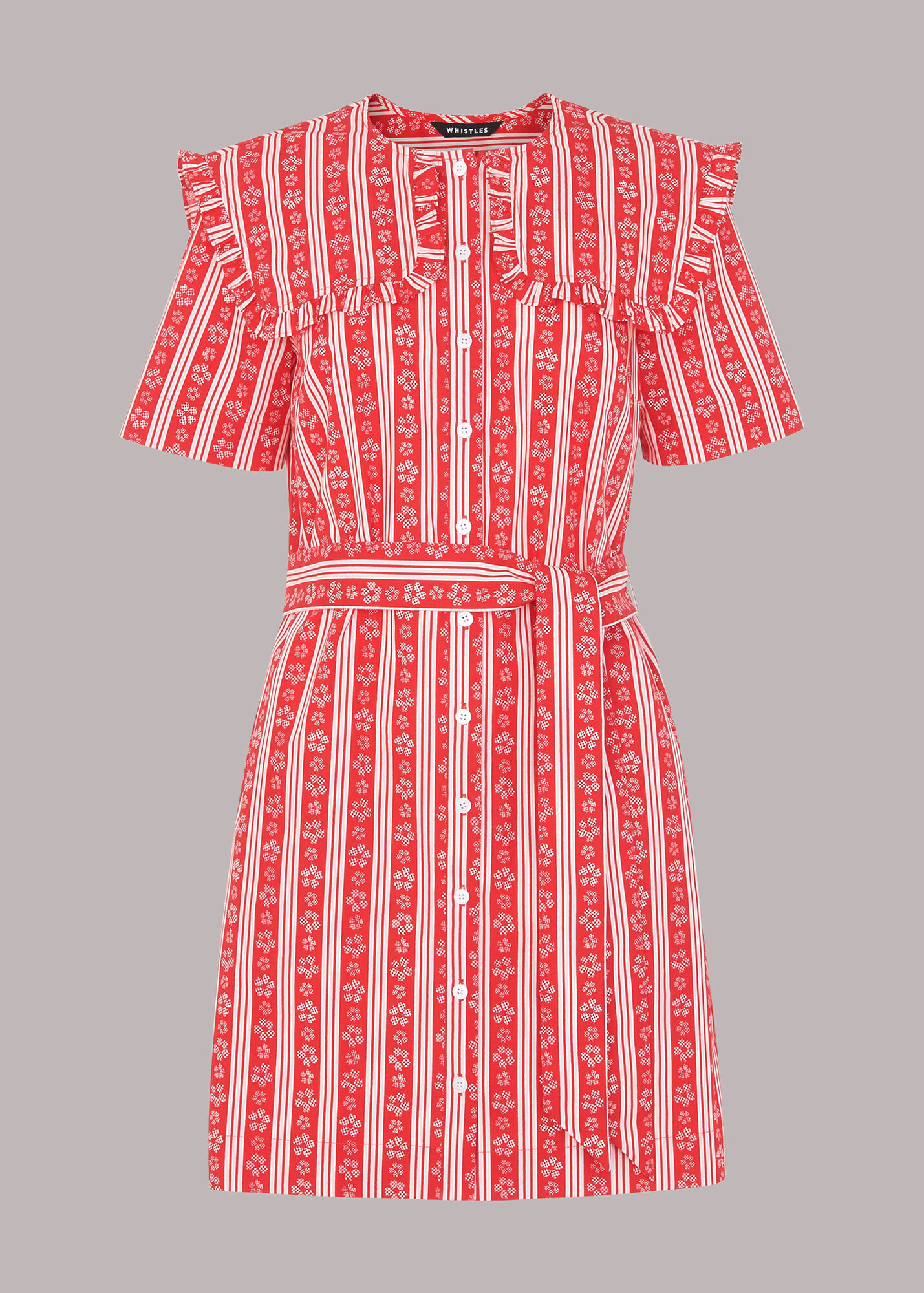 Red/Multi Stripe Collar Mini Dress WHISTLES