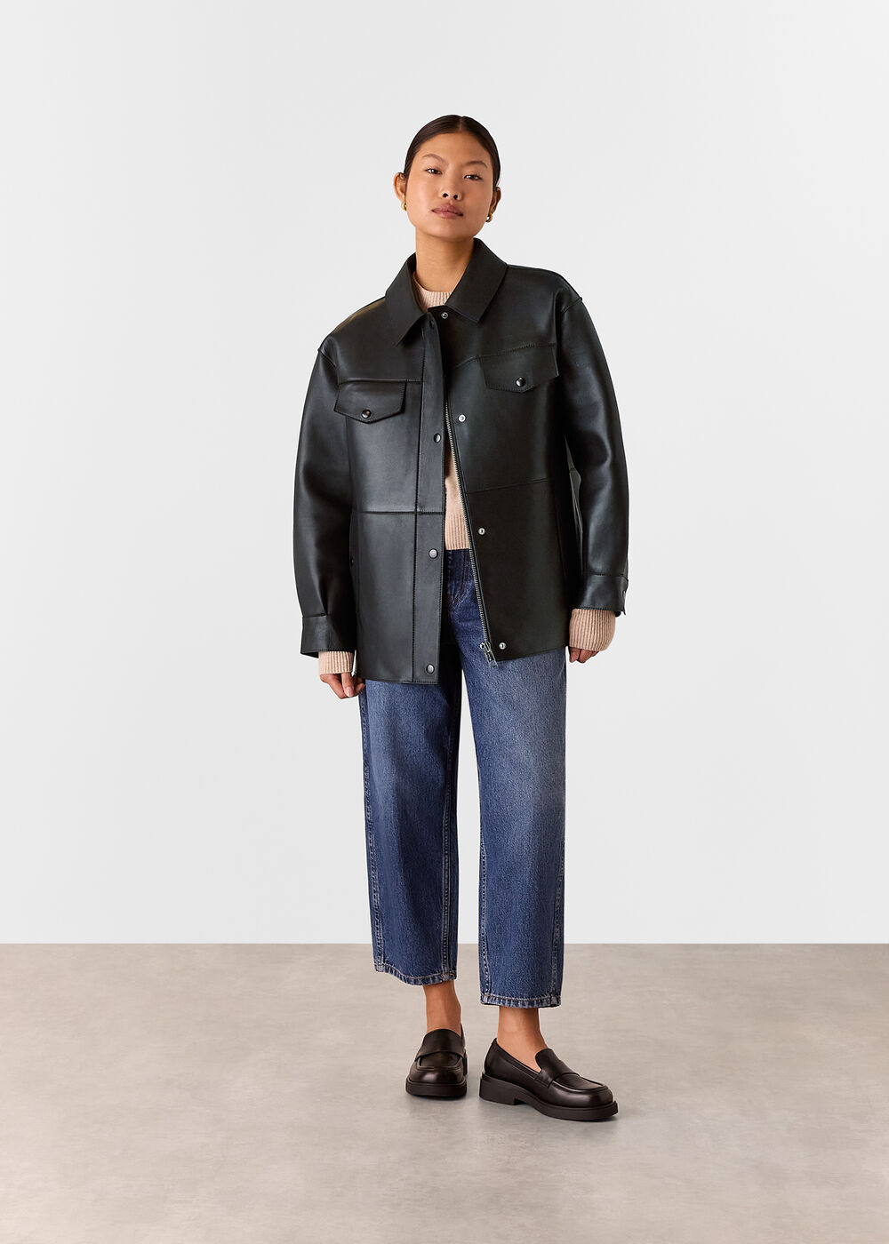 Petite Clean Bonded Leather Jacket