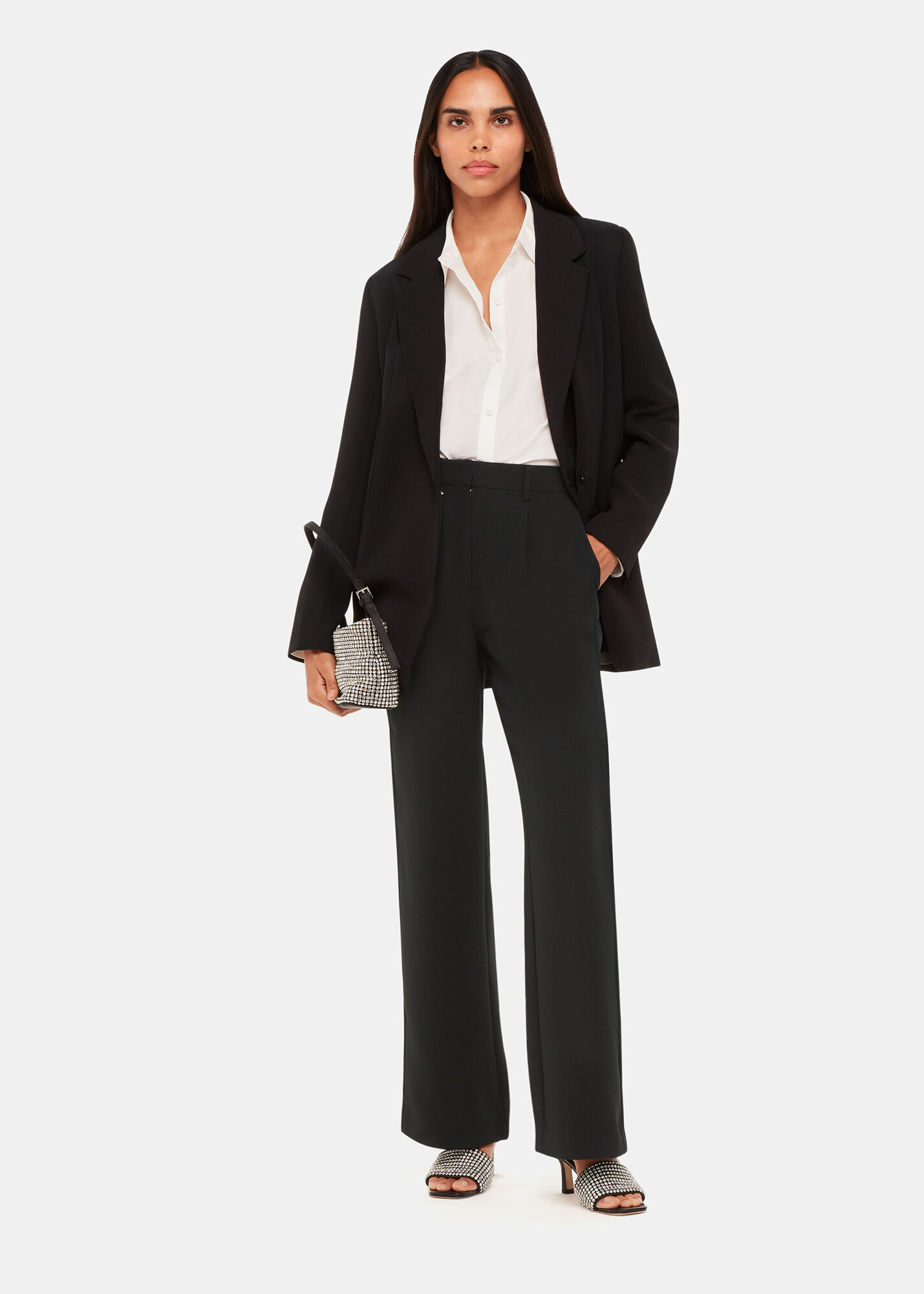 Womens tuxedo trousers with clearance satin stripe