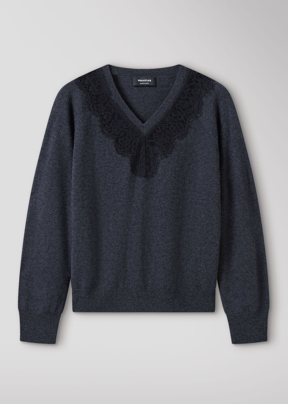 Dark Grey Wool Mix Lace Trim Knit