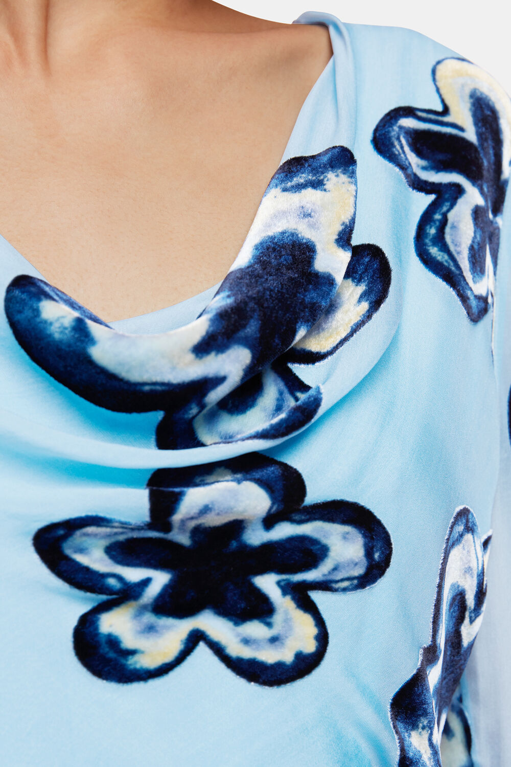 Blue Hazy Floral Velvet Top