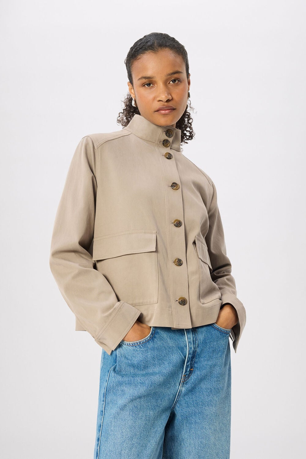 Funnel Neck Cotton Jacket