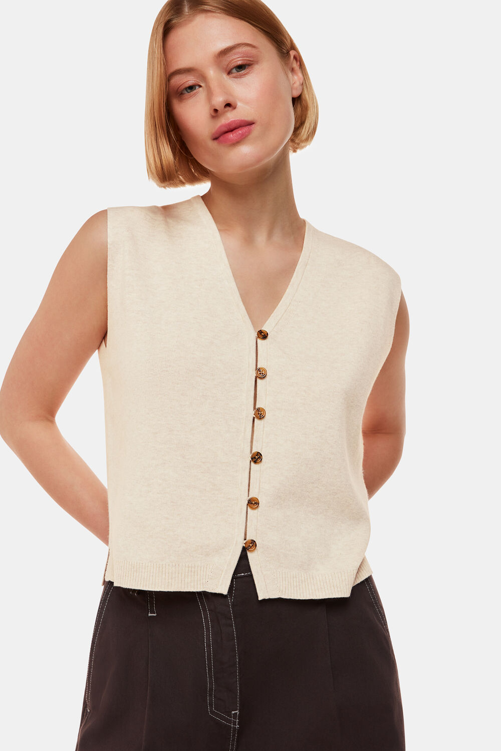 Oatmeal Bailey Button Through Tank