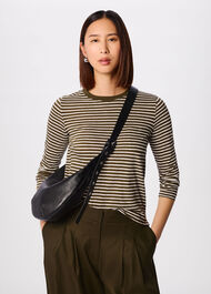 Stripe Crew Neck Pocket Top