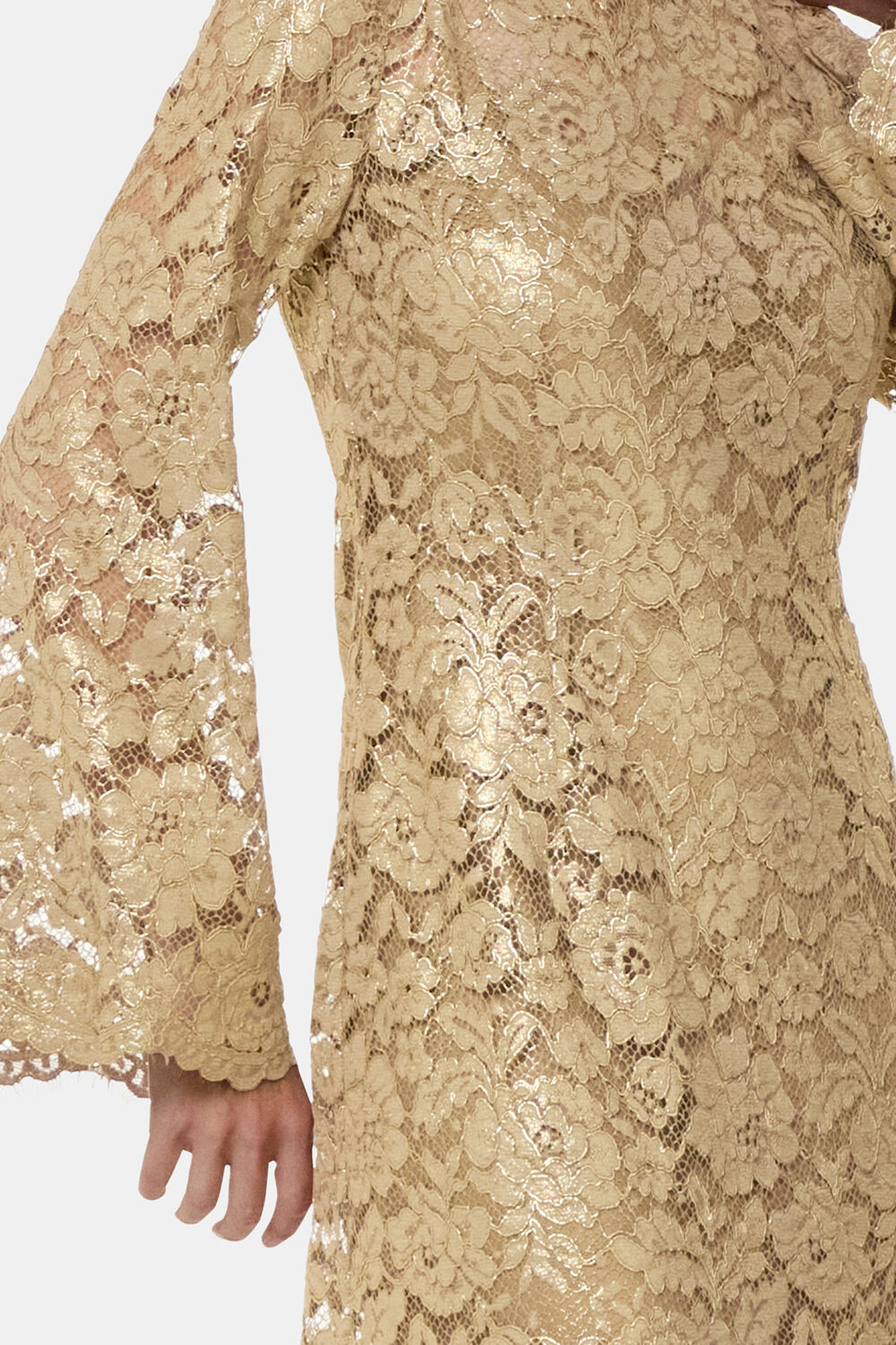 Gold Metallic Lace Mini Dress