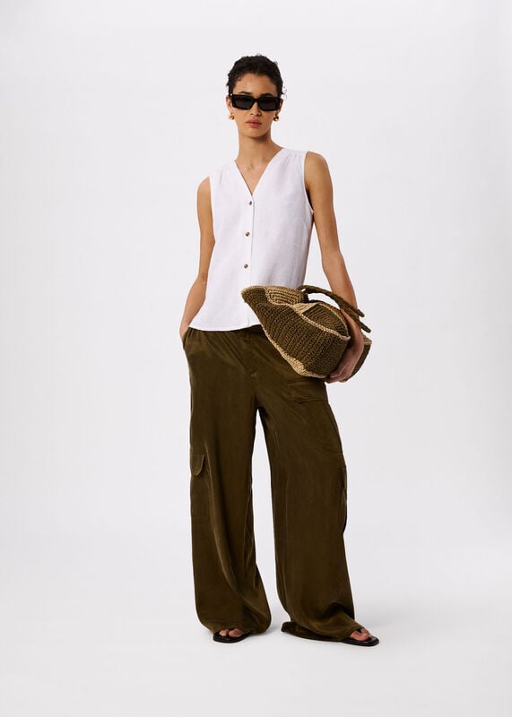 White Laura Linen Tank