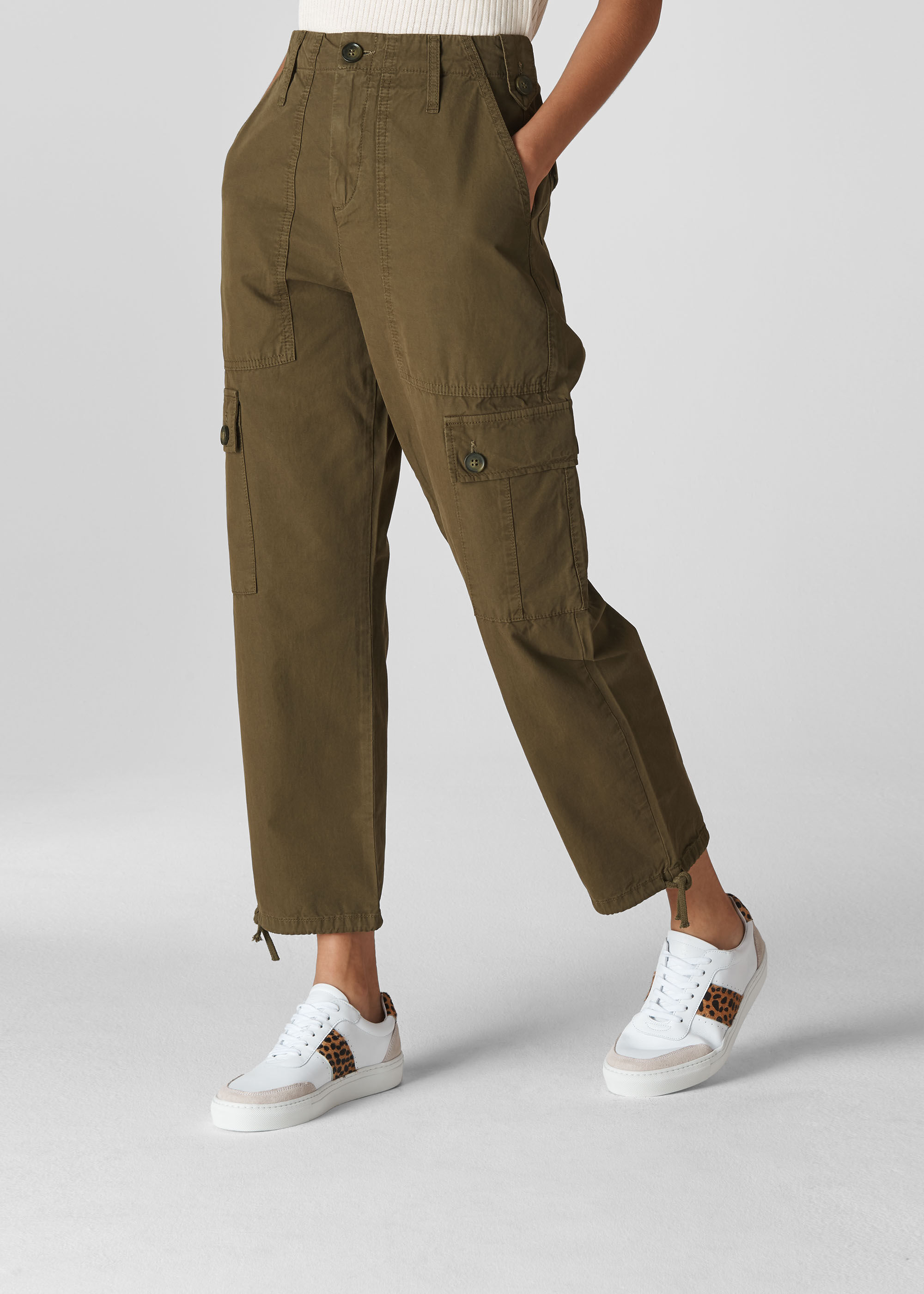 Khaki Steffi Utility Cargo Trouser | WHISTLES |