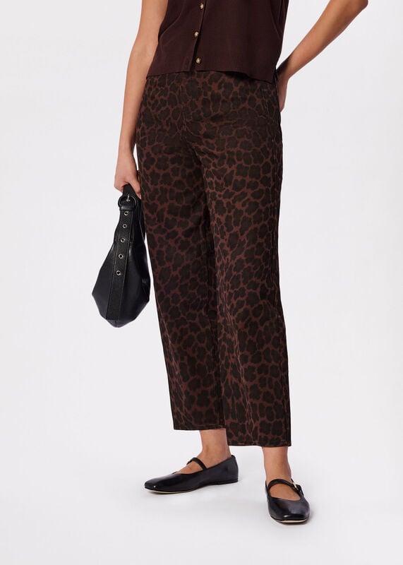 Leopard Print Barrel Jean