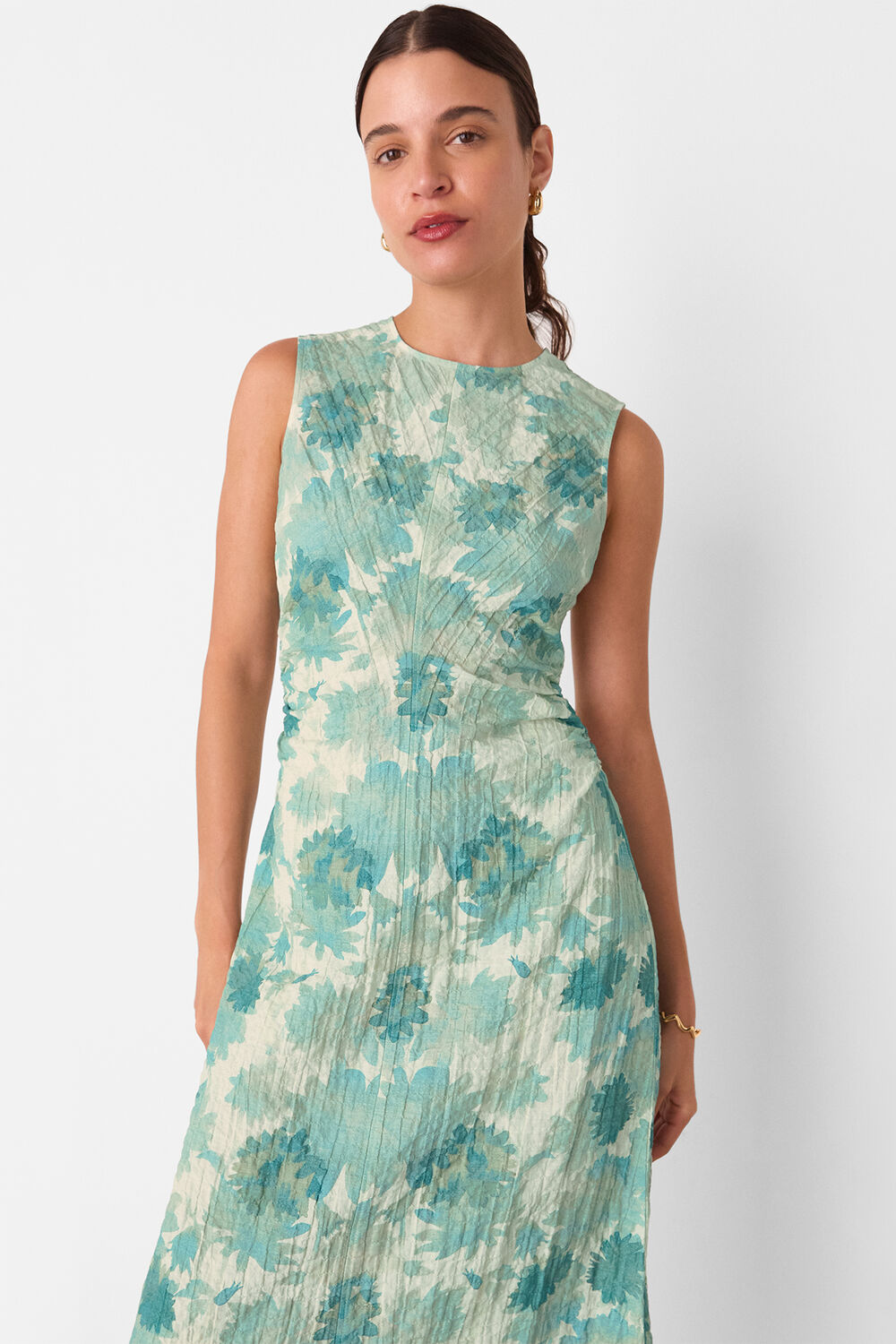 Floral Textured Midi Dress