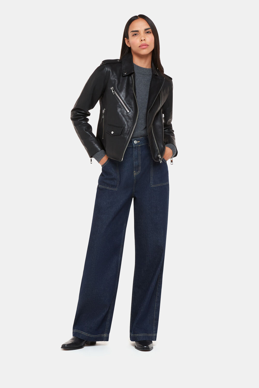 Agnes Pocket Leather Jacket