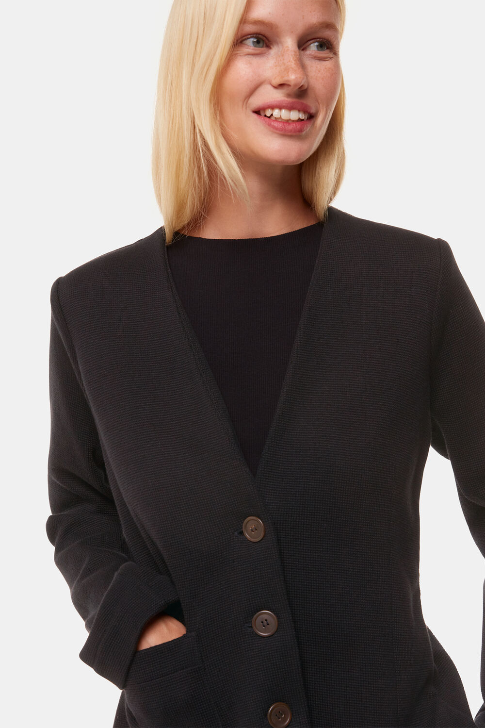 Black Lucy V Neck Jersey Jacket