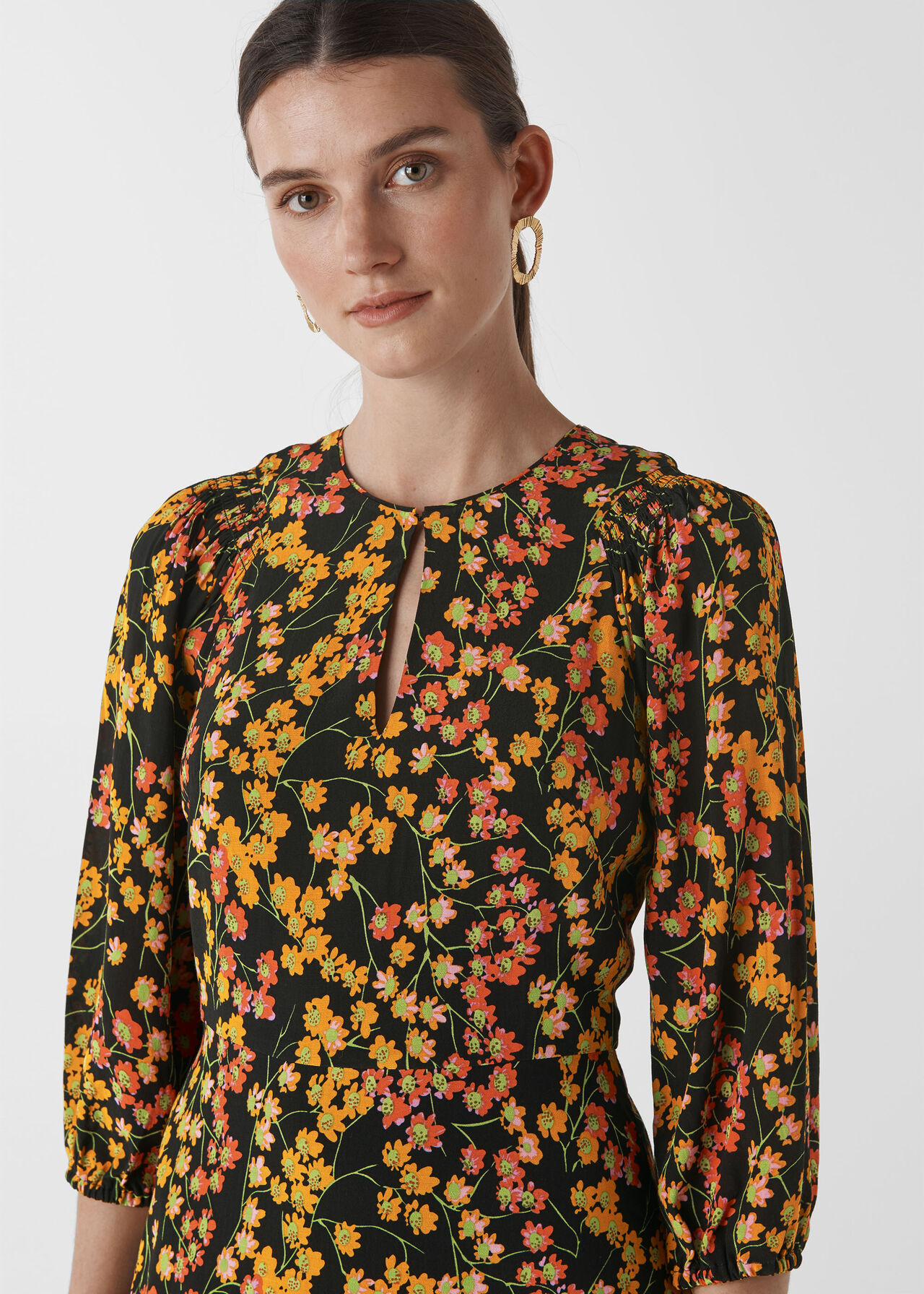 Multicolour Daisy Print Ester Dress | WHISTLES | Whistles UK