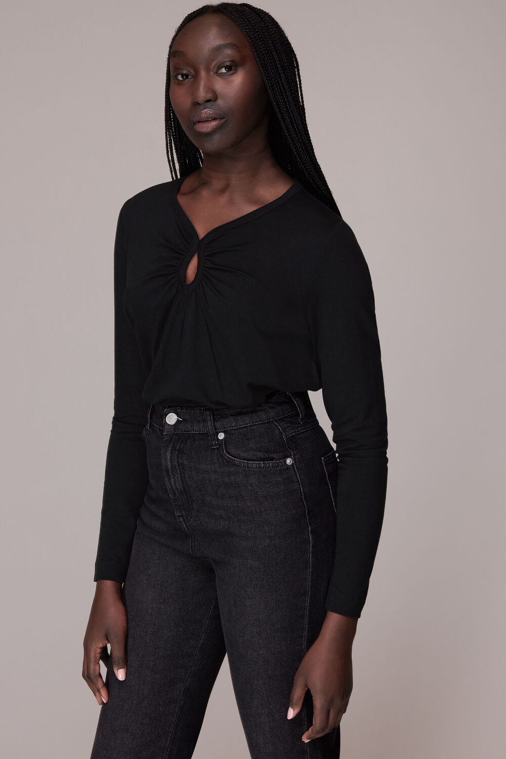 Long sleeve Keyhole Top