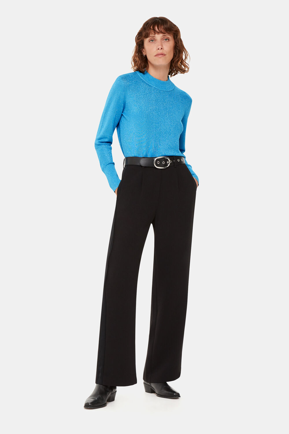 Pale Blue Sparkle High Neck Sweater