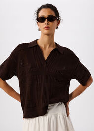 Crochet Detail Cotton Polo