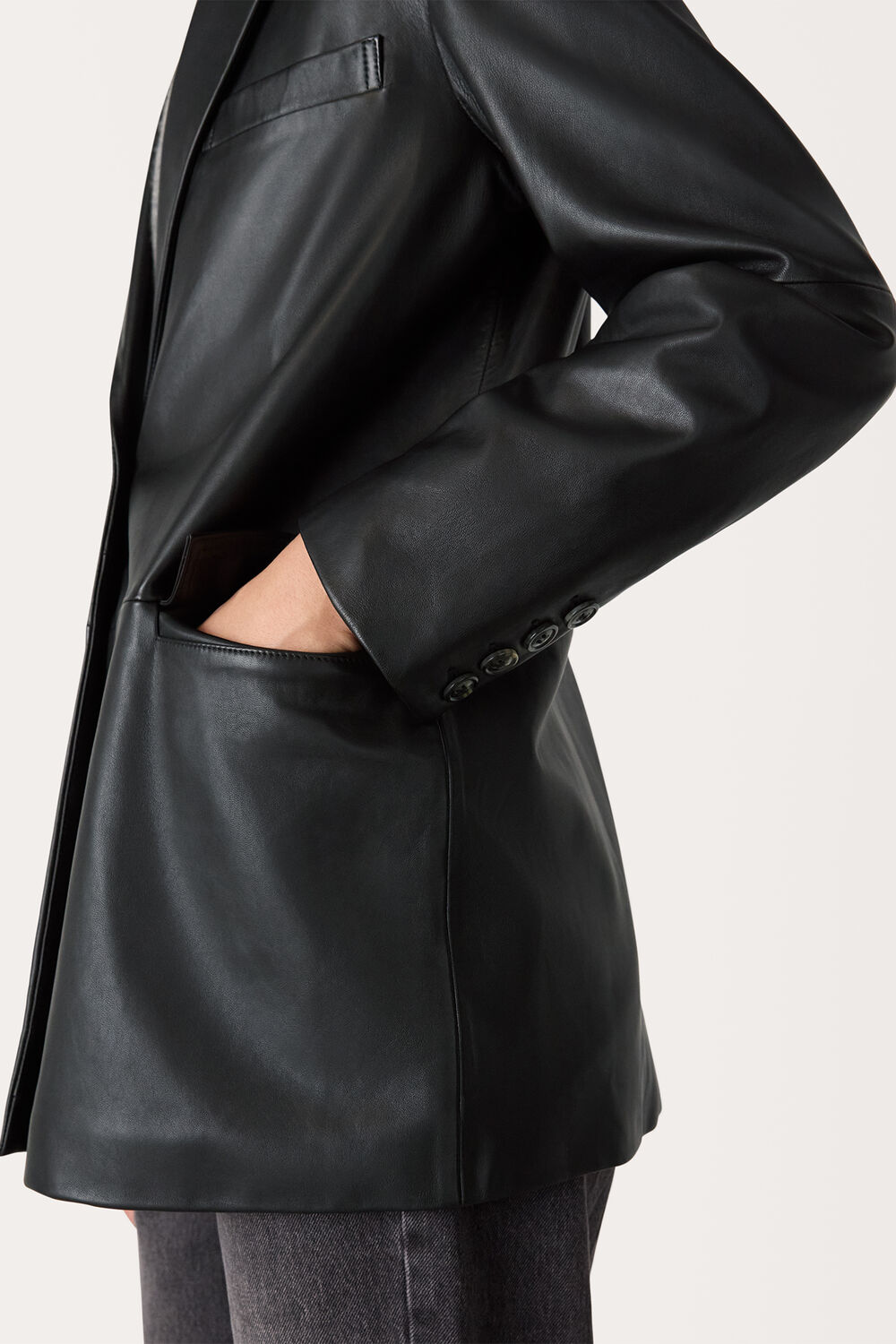 Black Stina Leather Blazer