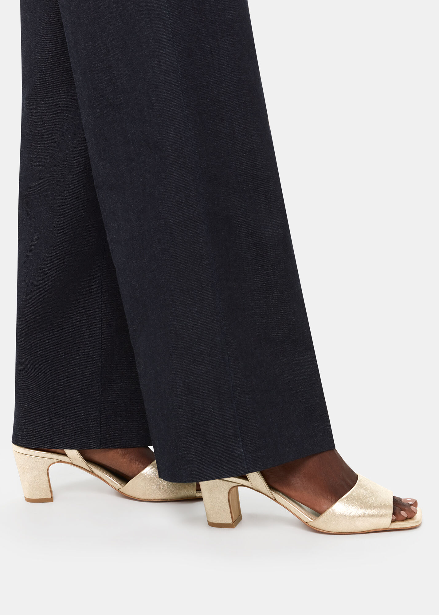 Gold Leather Block Heels With Open Toe Whistles Whistles UK