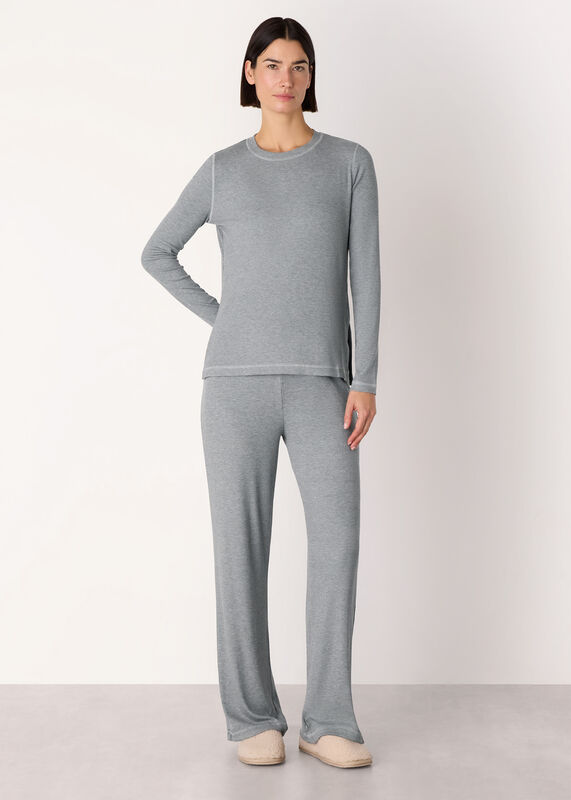 Grey Marl Rib Jersey Pajama Bottom 