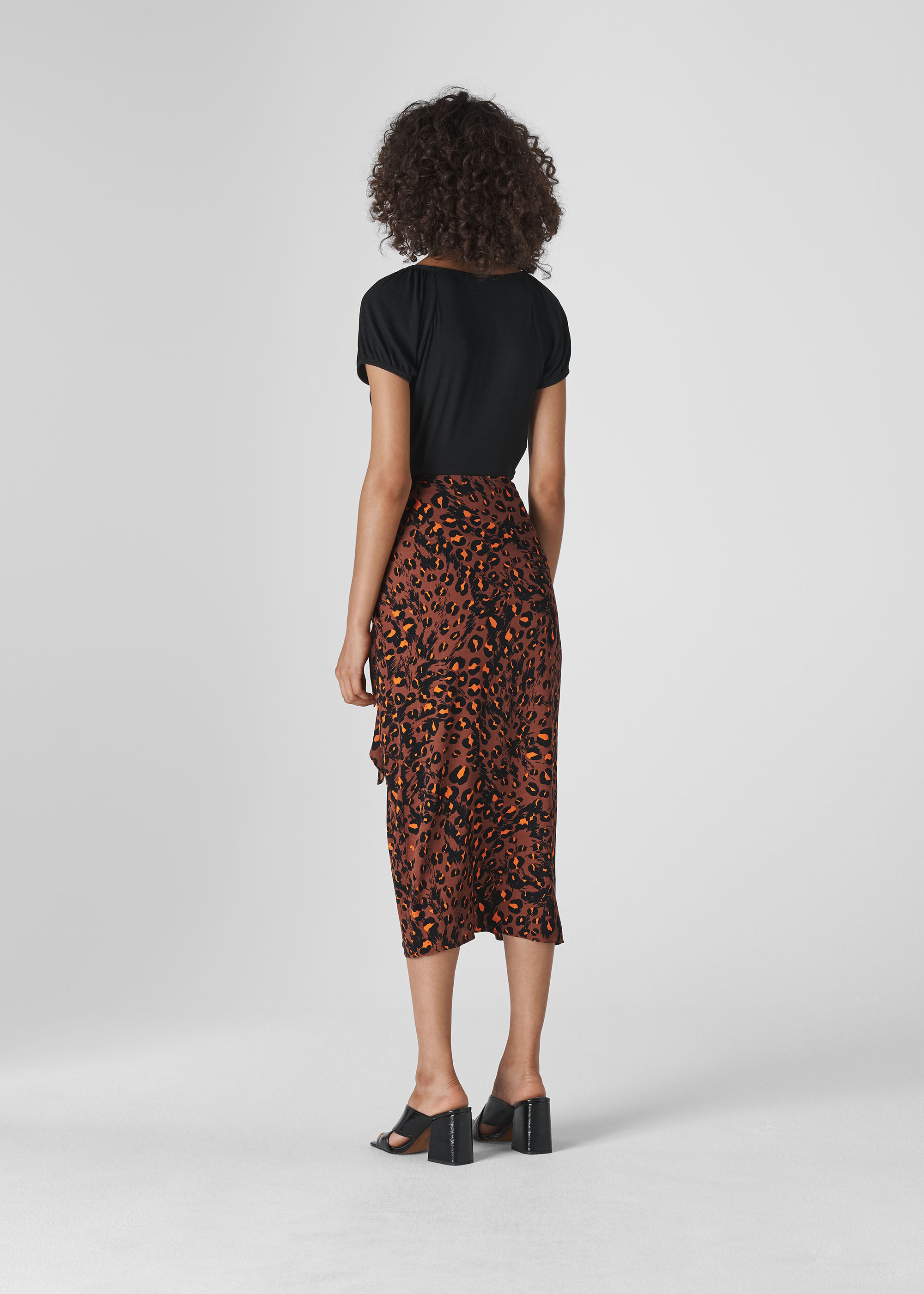 Whistles brushed leopard wrap skirt sales