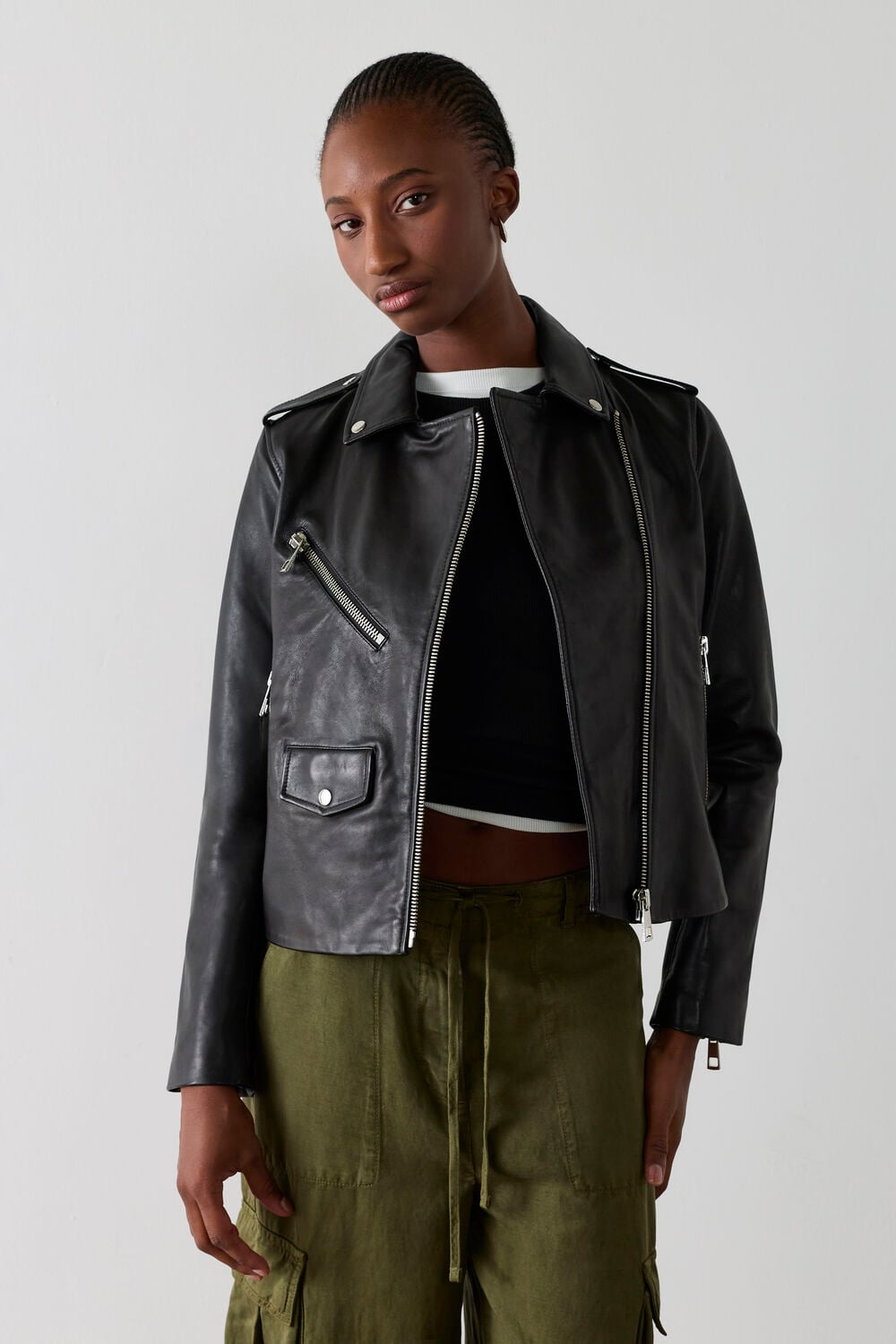 Agnes Pocket Leather Jacket
