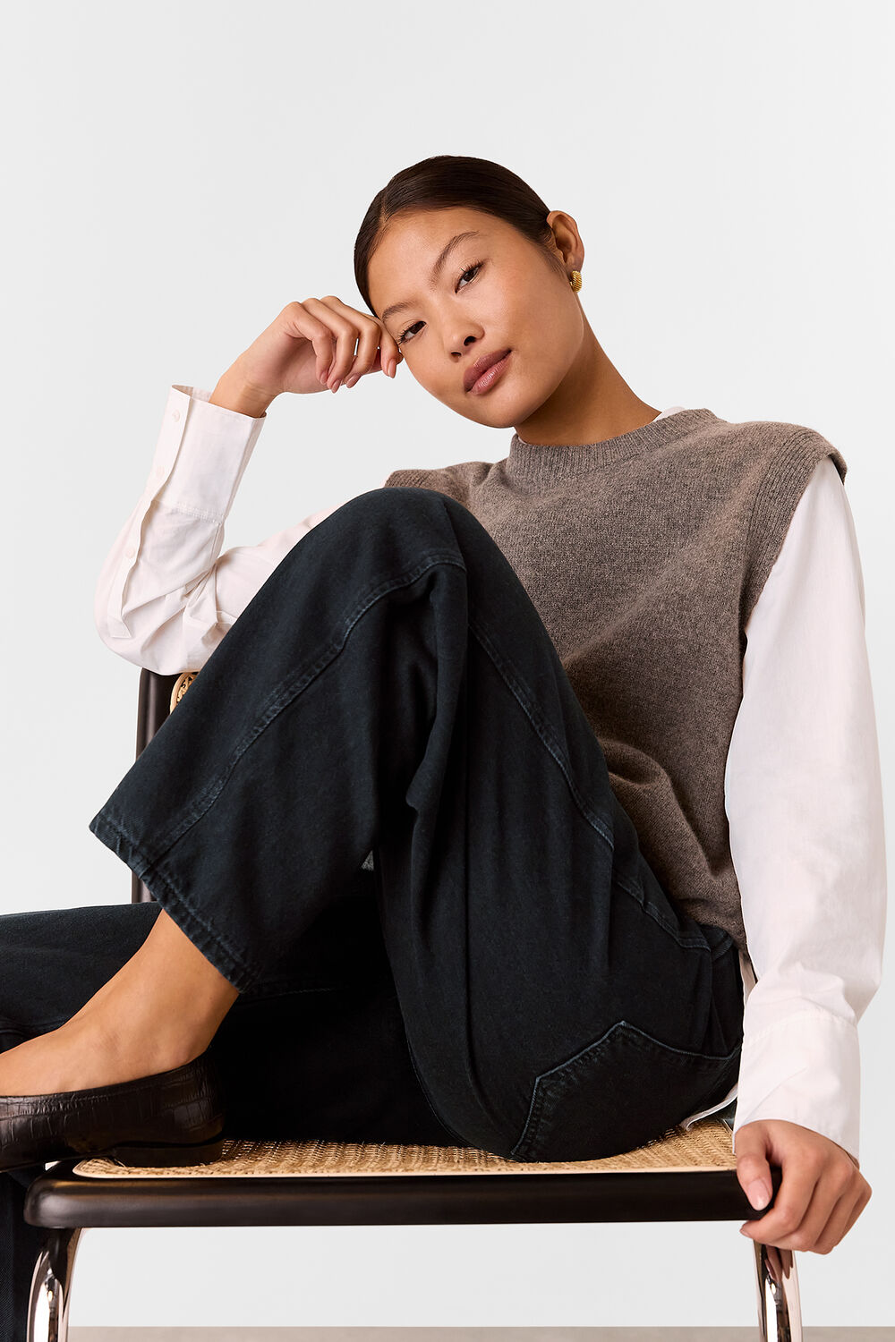 Black Petite Authentic Barrel Leg Jean