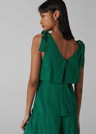 Jacquard Tie Shoulder Top Green