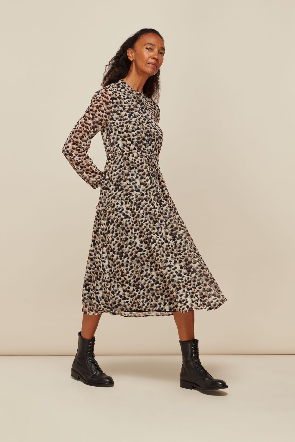 Multicolour Brushmark Animal Print Dress