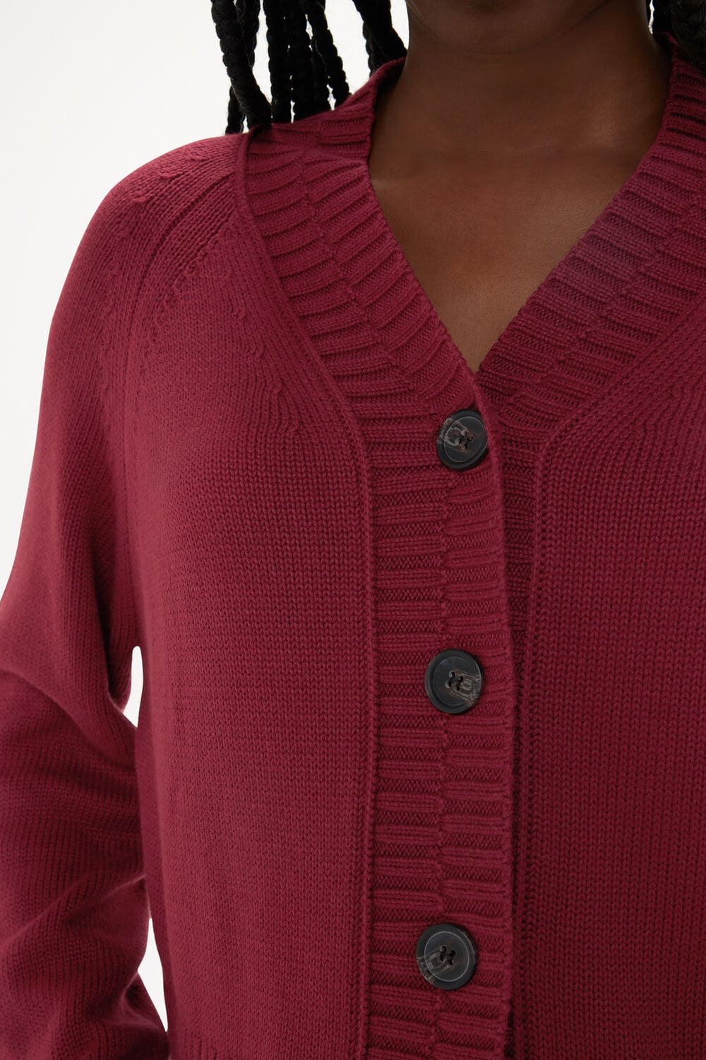 Ribbed Detail Cotton Cardigan