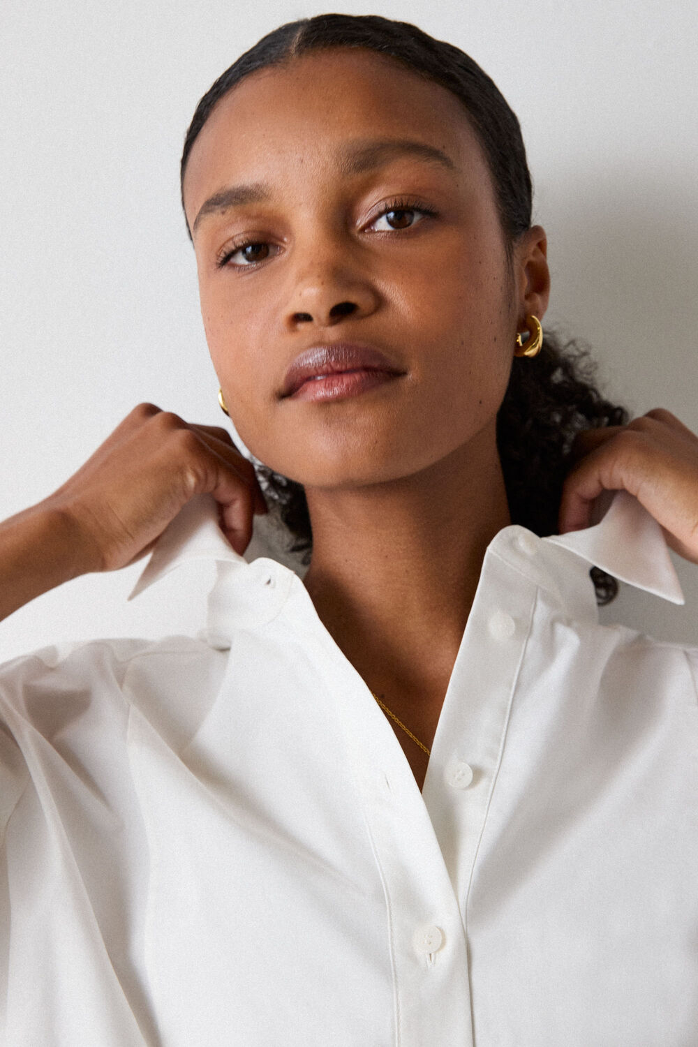 Bib Detail Cotton Poplin Shirt