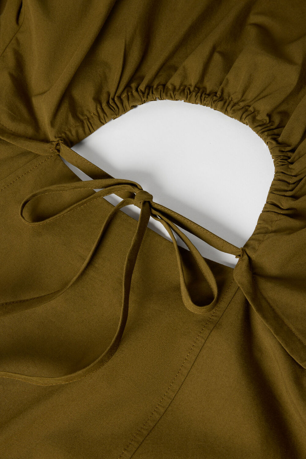 Khaki Cut Out Back Poplin Midi Dress
