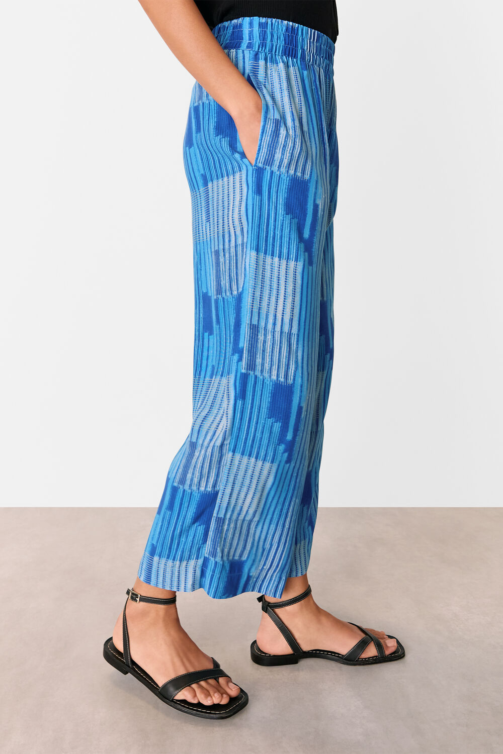 Stripe Print Cropped Trouser