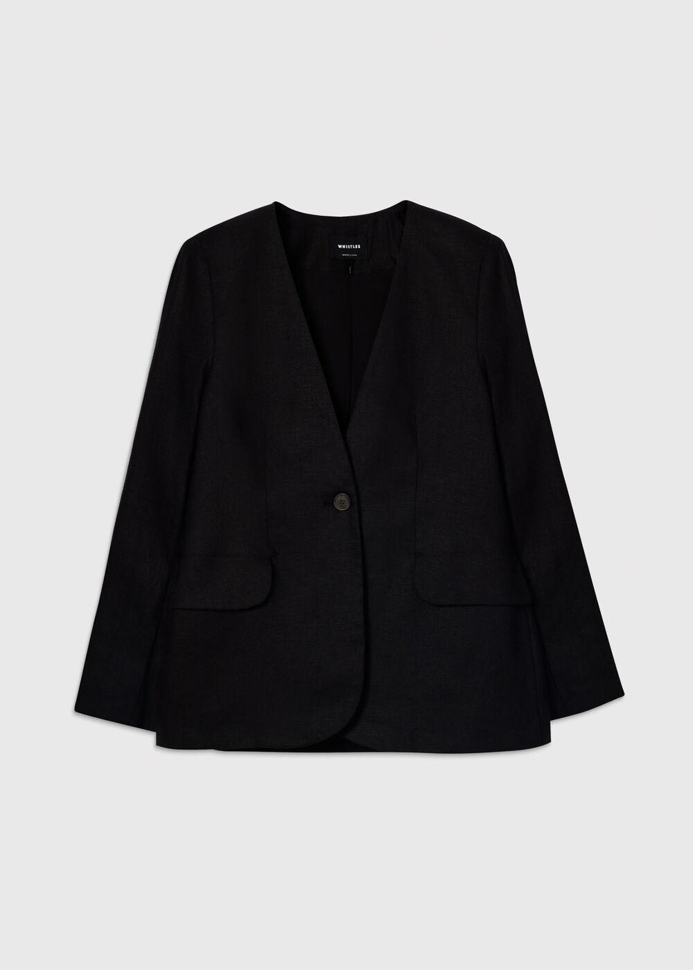 Petite Collarless Linen Blazer