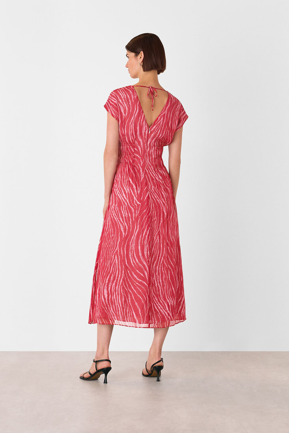 Red Zebra Texture Midi Dress