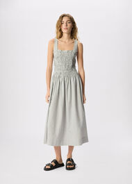 Seersucker Ruched Bodice Dress