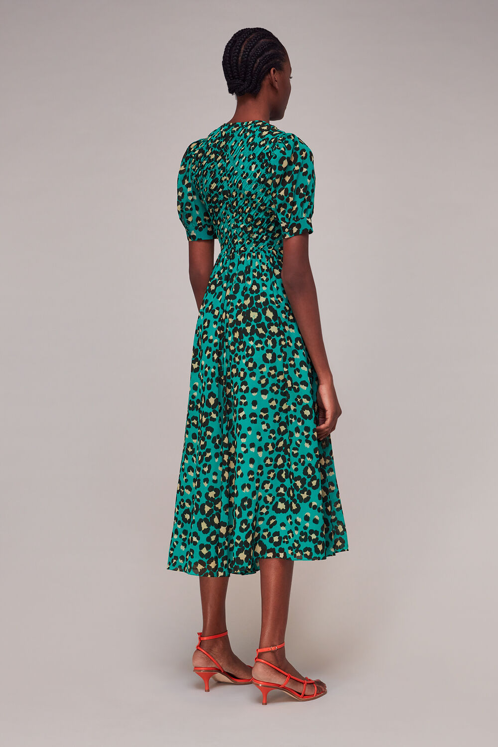 Painted Leopard Shirred Dress