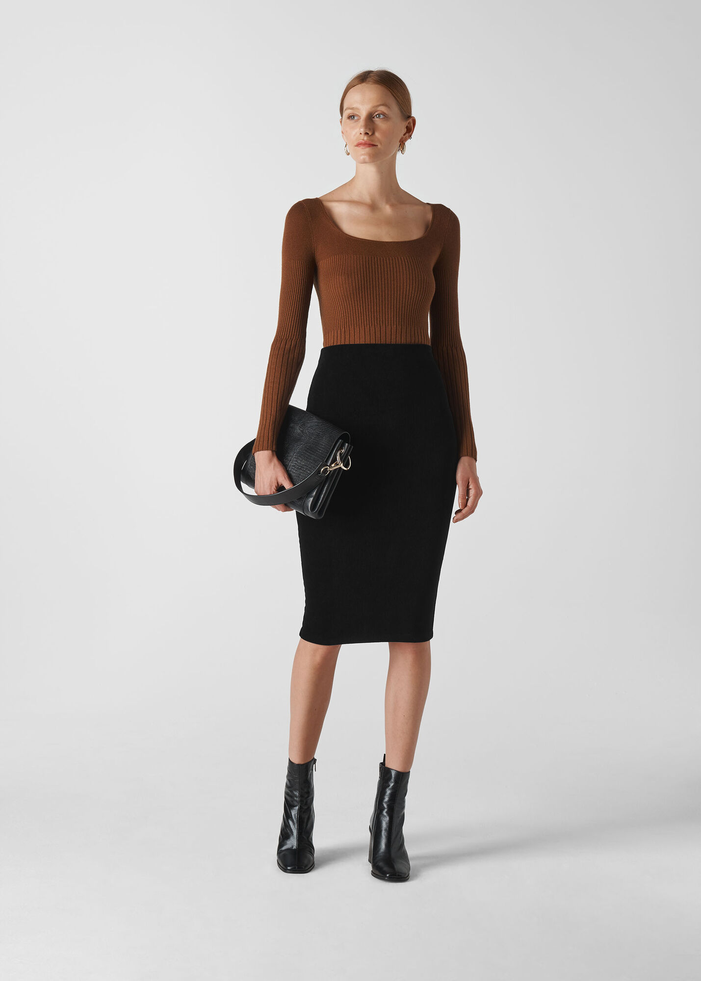 Black Velvet Jersey Tube Skirt | WHISTLES